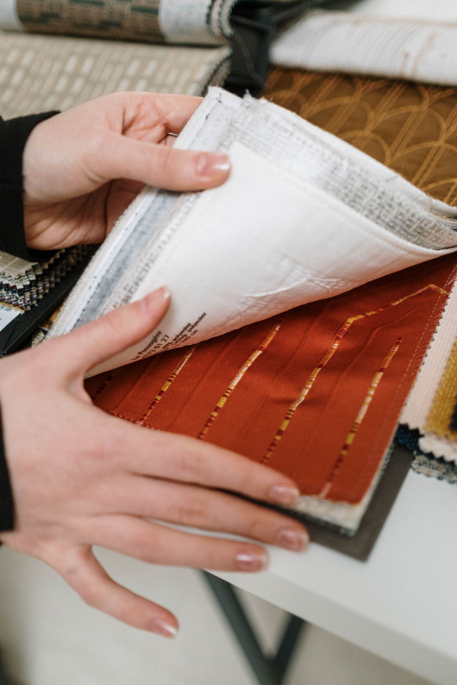 Sample cushion being measured and checked against a specification sheet